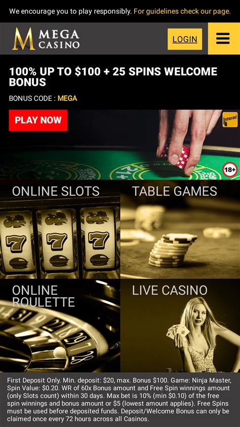  mega casino bonus code
